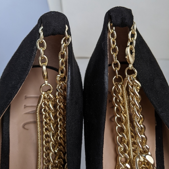 INC International Concepts Black Sadelle Chain Heels Sz 6 - Picture 10 of 11